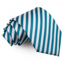 Blågrön-vit randig slips